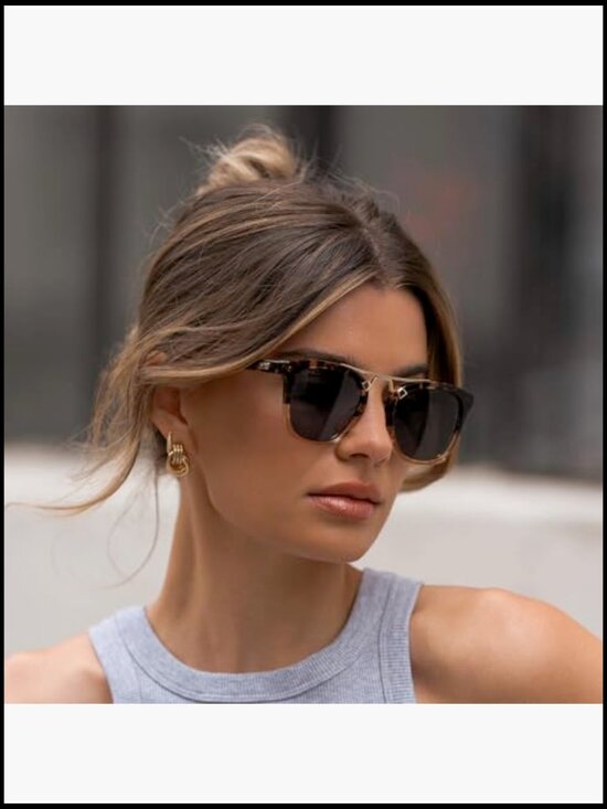 Oversized Square Polarized Sunglasses with Metal Double-Bar Bridge main image 6